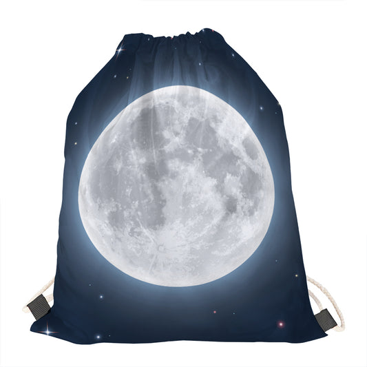 Full Moon Print Drawstring Bag