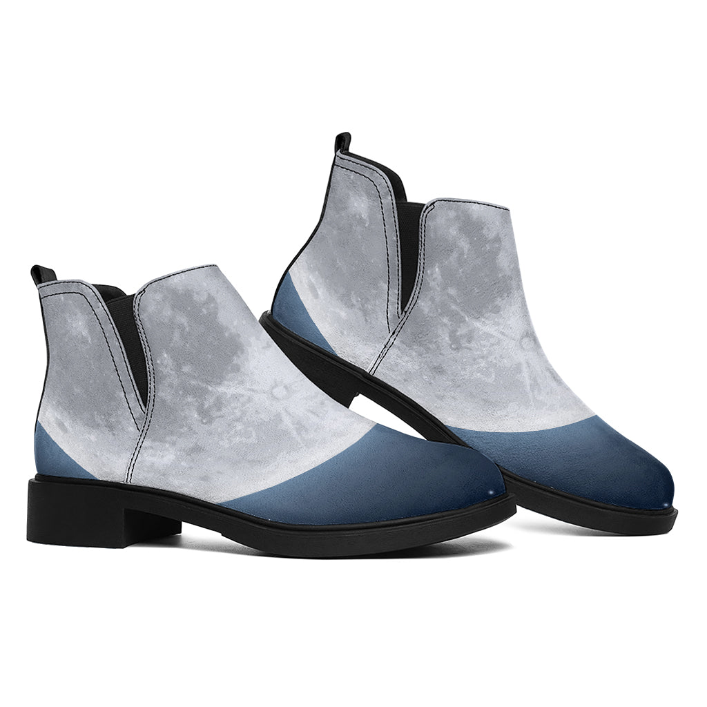 Full Moon Print Flat Ankle Boots