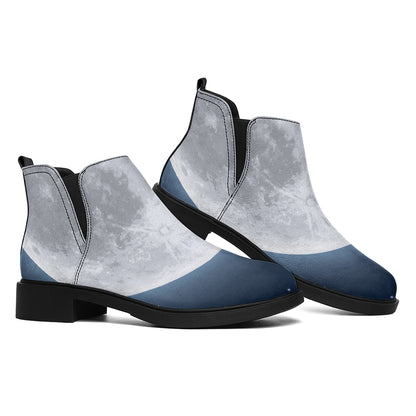 Full Moon Print Flat Ankle Boots