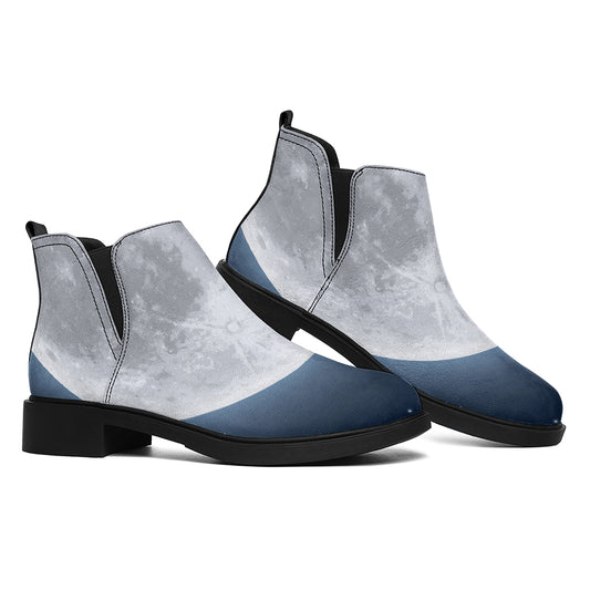 Full Moon Print Flat Ankle Boots