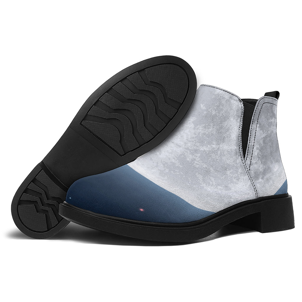Full Moon Print Flat Ankle Boots
