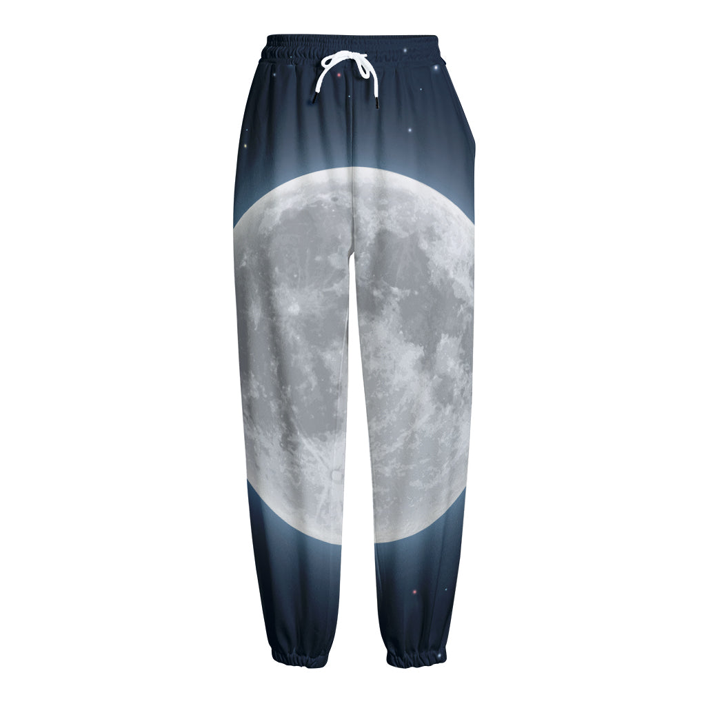 Full Moon Print Fleece Lined Knit Pants