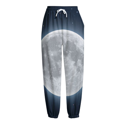 Full Moon Print Fleece Lined Knit Pants