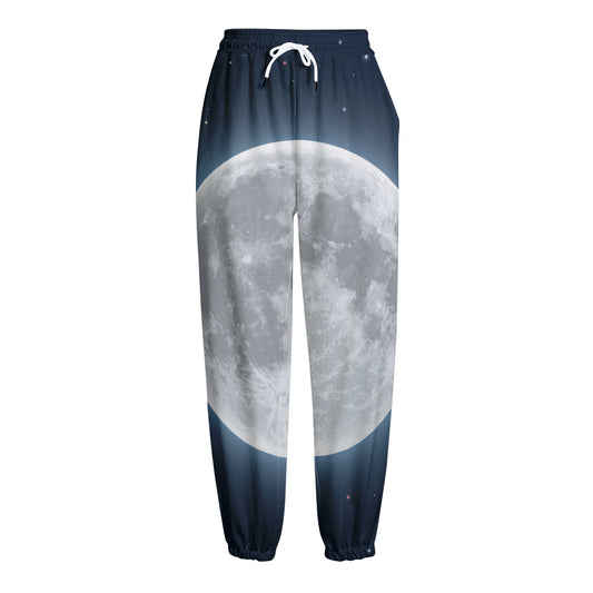 Full Moon Print Fleece Lined Knit Pants