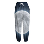 Full Moon Print Fleece Lined Knit Pants