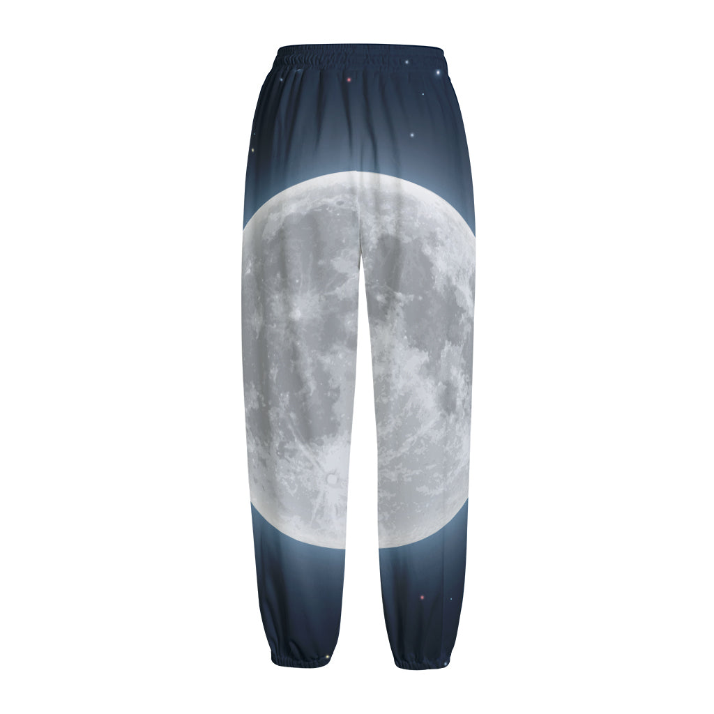 Full Moon Print Fleece Lined Knit Pants