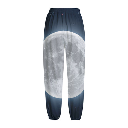 Full Moon Print Fleece Lined Knit Pants