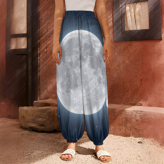 Full Moon Print Harem Pants