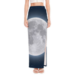 Full Moon Print High Slit Maxi Skirt