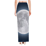 Full Moon Print High Slit Maxi Skirt