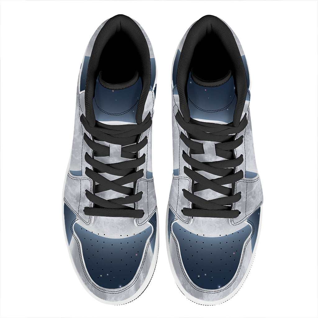Full Moon Print High Top Leather Sneakers