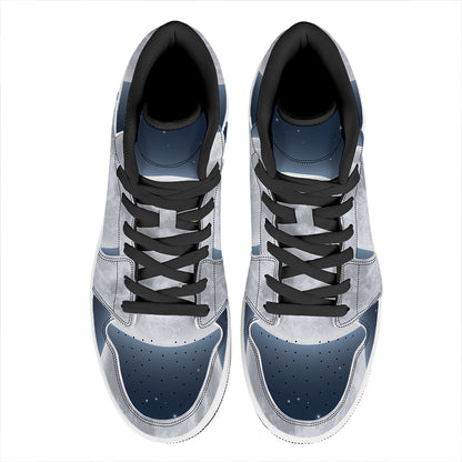 Full Moon Print High Top Leather Sneakers
