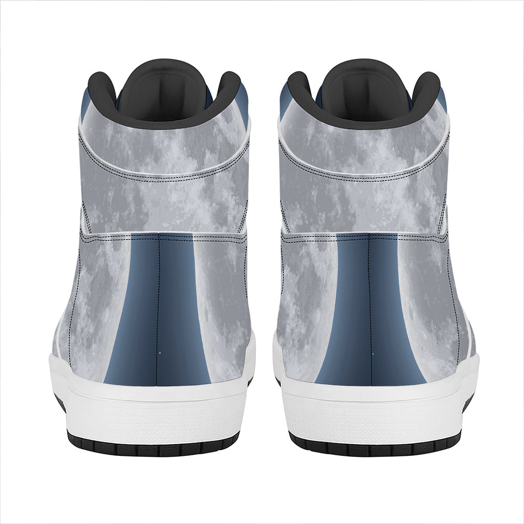 Full Moon Print High Top Leather Sneakers