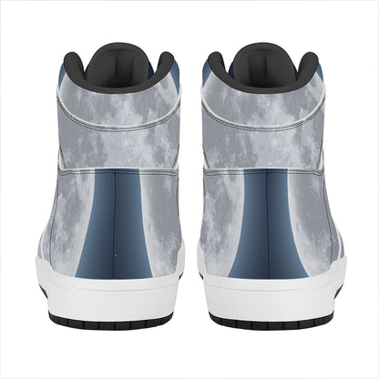 Full Moon Print High Top Leather Sneakers