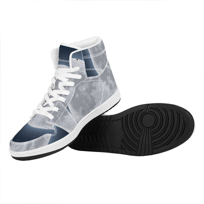 Full Moon Print High Top Leather Sneakers