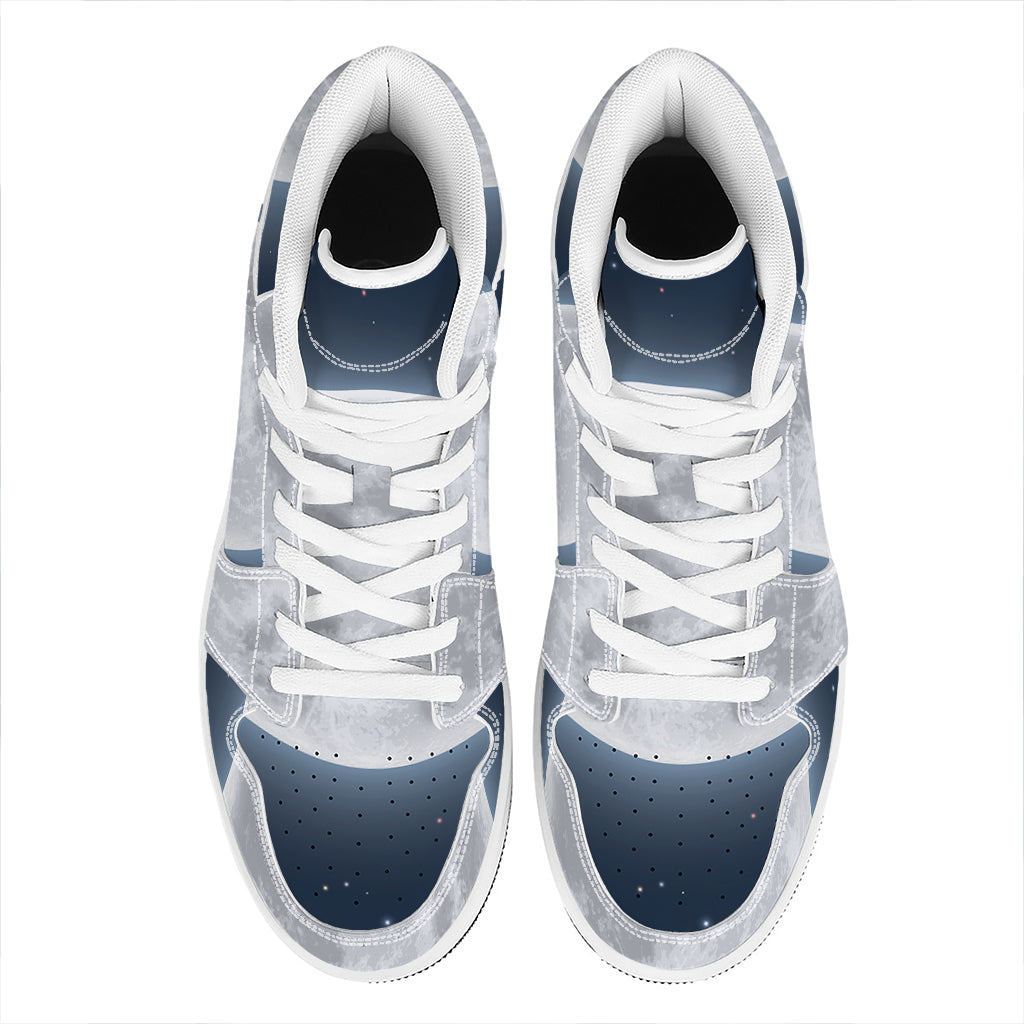 Full Moon Print High Top Leather Sneakers