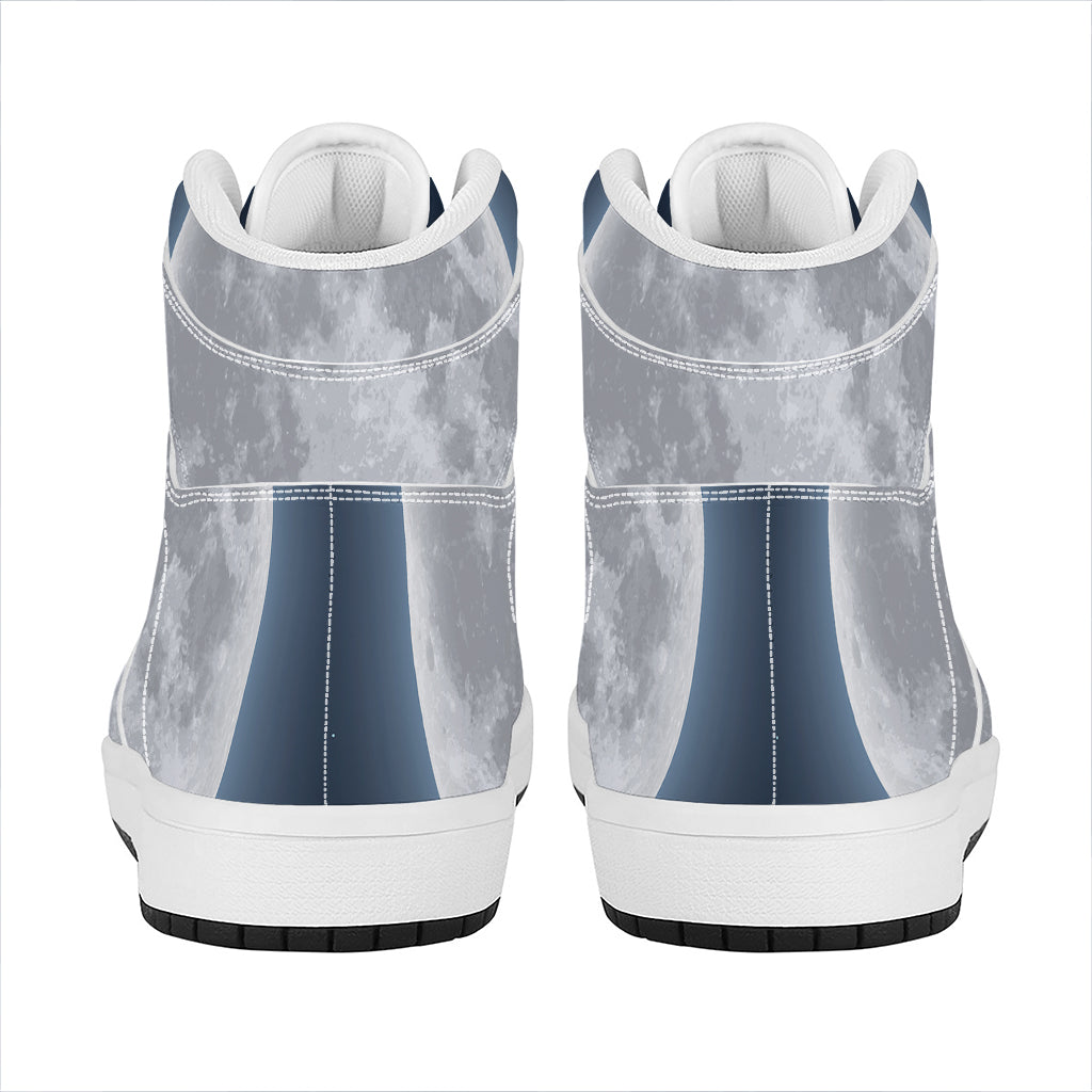 Full Moon Print High Top Leather Sneakers