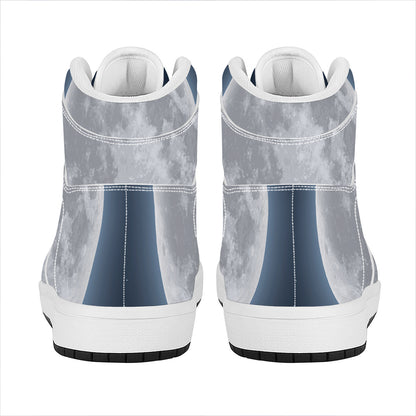 Full Moon Print High Top Leather Sneakers