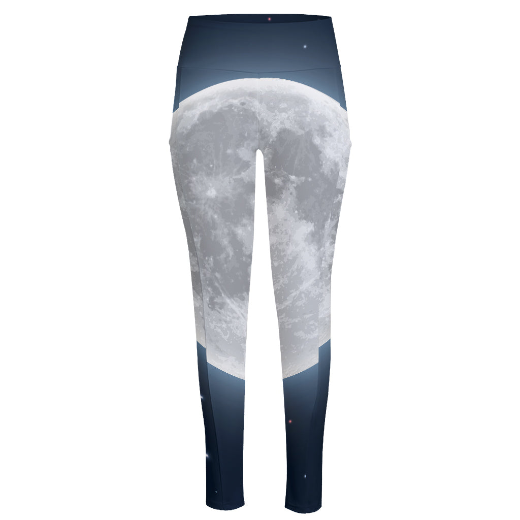 Full Moon Print High-Waisted Pocket Leggings