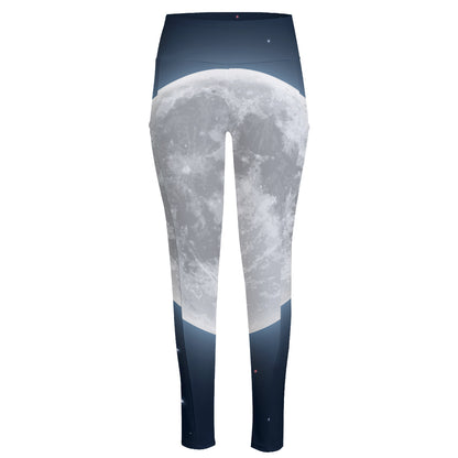 Full Moon Print High-Waisted Pocket Leggings