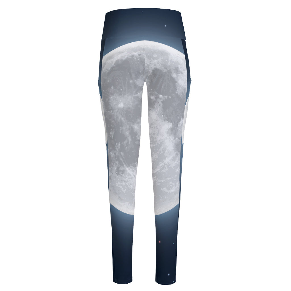 Full Moon Print High-Waisted Pocket Leggings