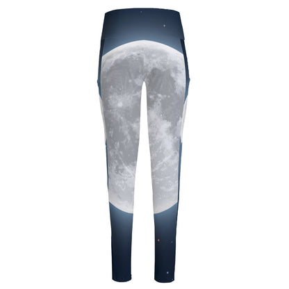 Full Moon Print High-Waisted Pocket Leggings