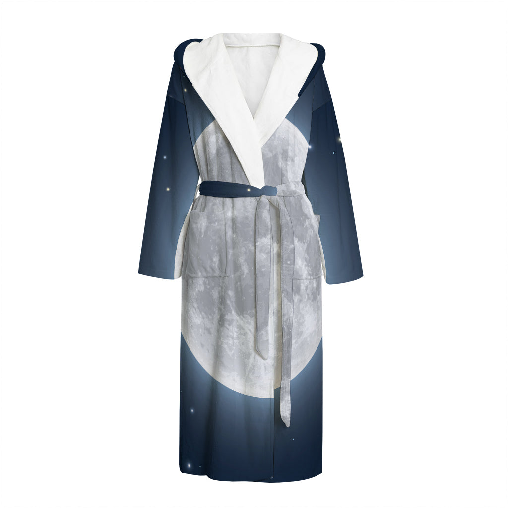 Full Moon Print Hooded Bathrobe