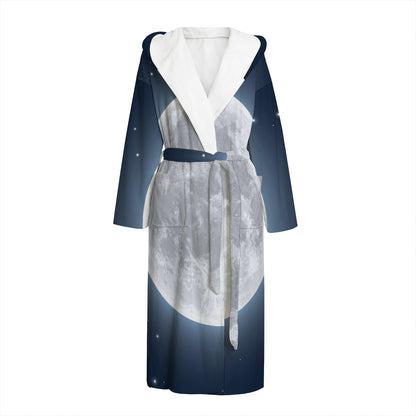 Full Moon Print Hooded Bathrobe