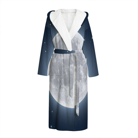 Full Moon Print Hooded Bathrobe