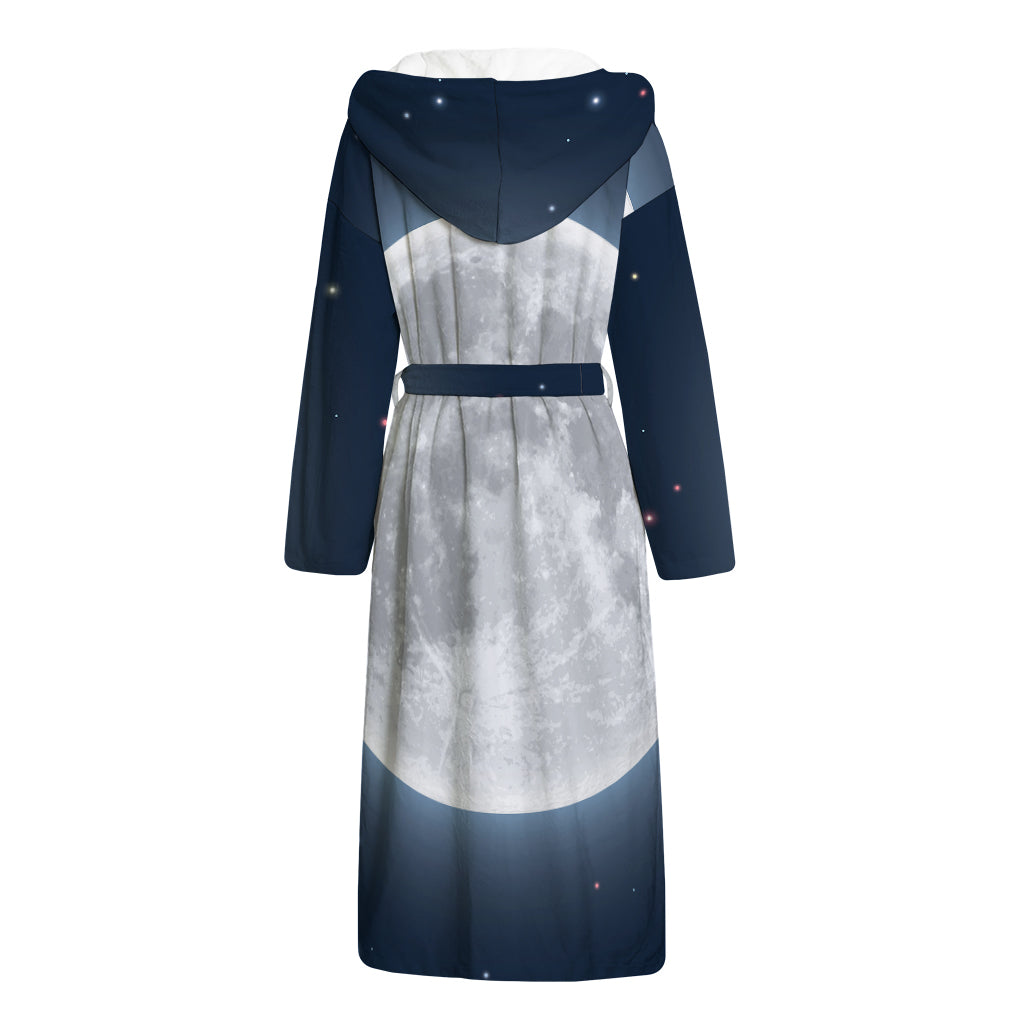 Full Moon Print Hooded Bathrobe