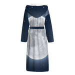 Full Moon Print Hooded Bathrobe