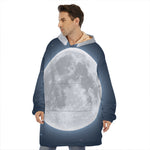 Full Moon Print Hoodie Blanket