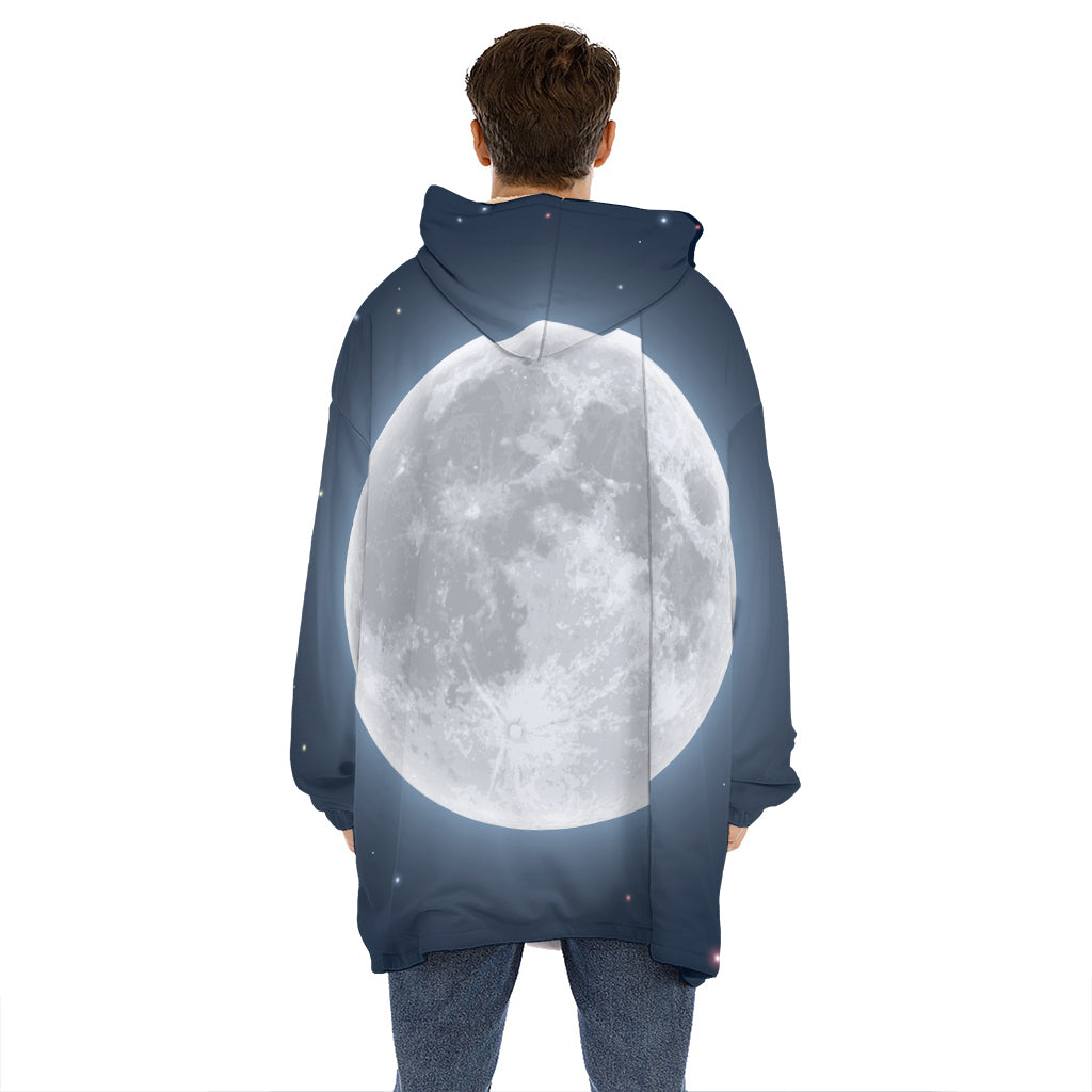 Full Moon Print Hoodie Blanket
