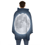 Full Moon Print Hoodie Blanket