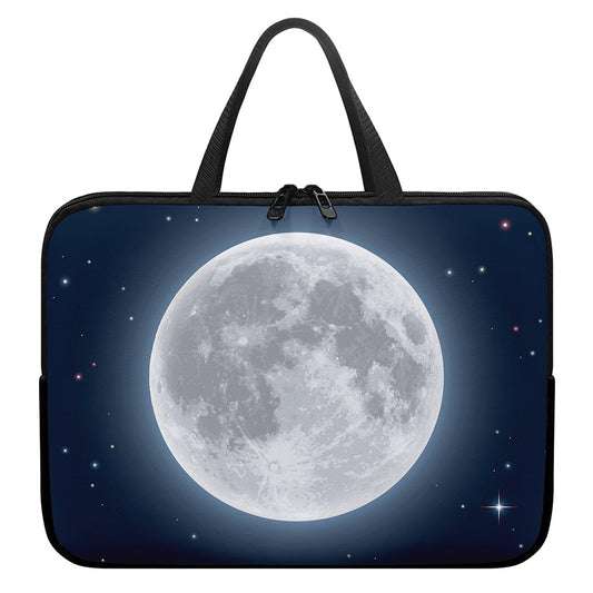 Full Moon Print Laptop Sleeve With Handle