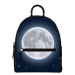 Full Moon Print Leather Backpack