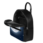 Full Moon Print Leather Backpack
