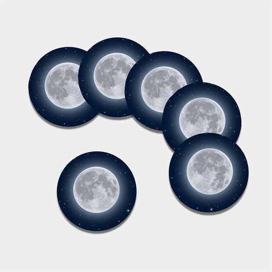 Full Moon Print Leather Coaster Set