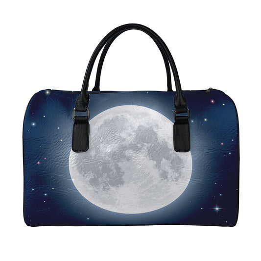 Full Moon Print Leather Duffle Bag