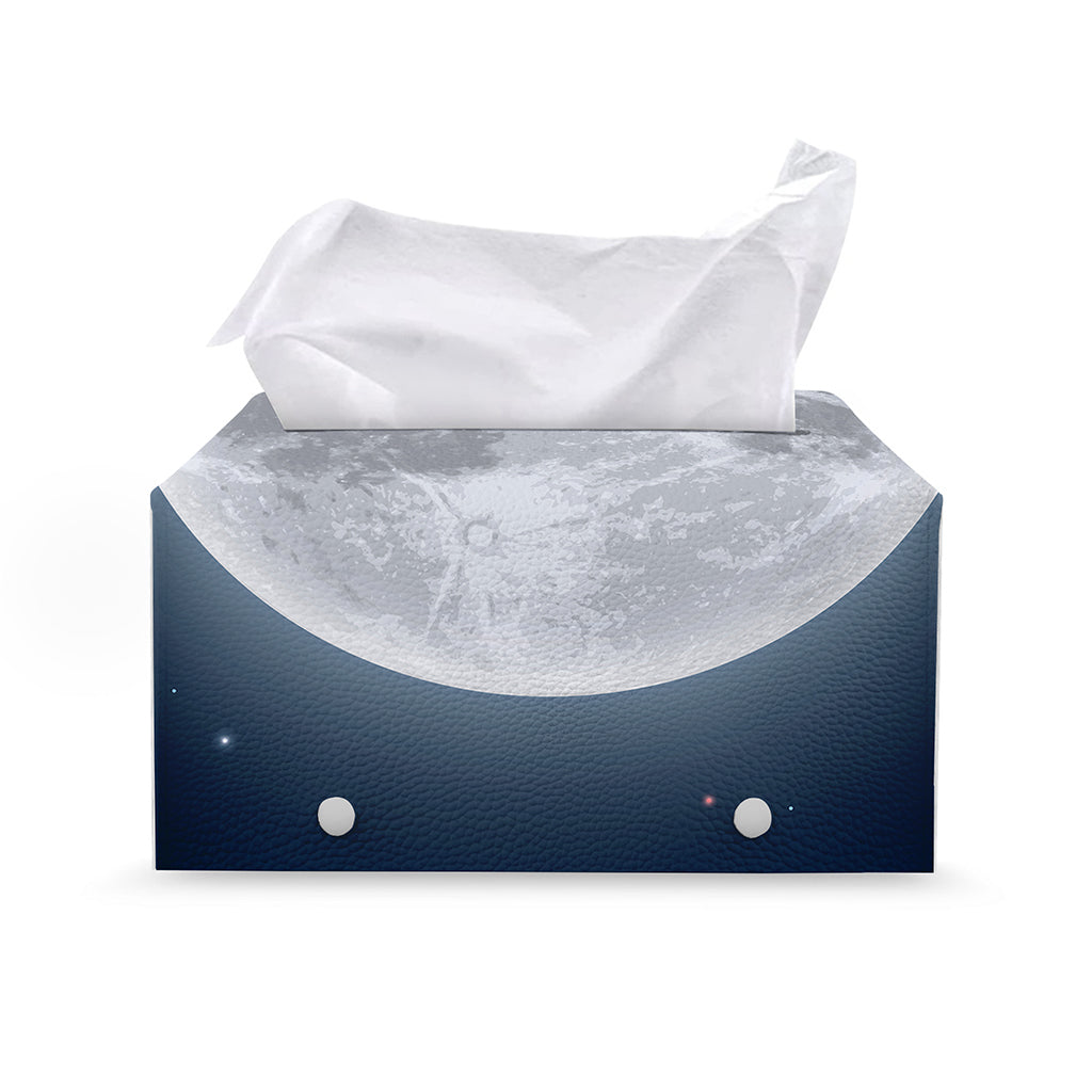 Full Moon Print Leather Tissue Box Cover