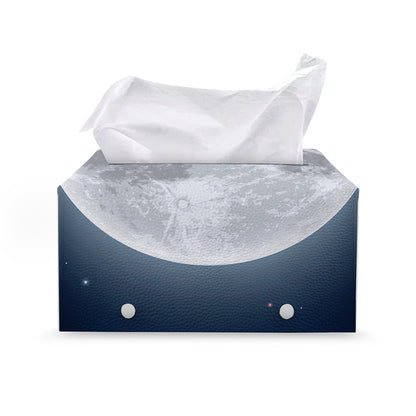 Full Moon Print Leather Tissue Box Cover