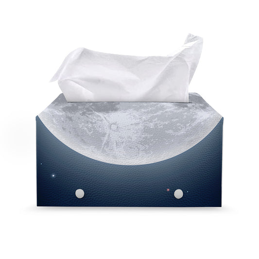 Full Moon Print Leather Tissue Box Cover