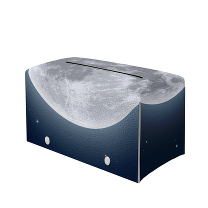 Full Moon Print Leather Tissue Box Cover