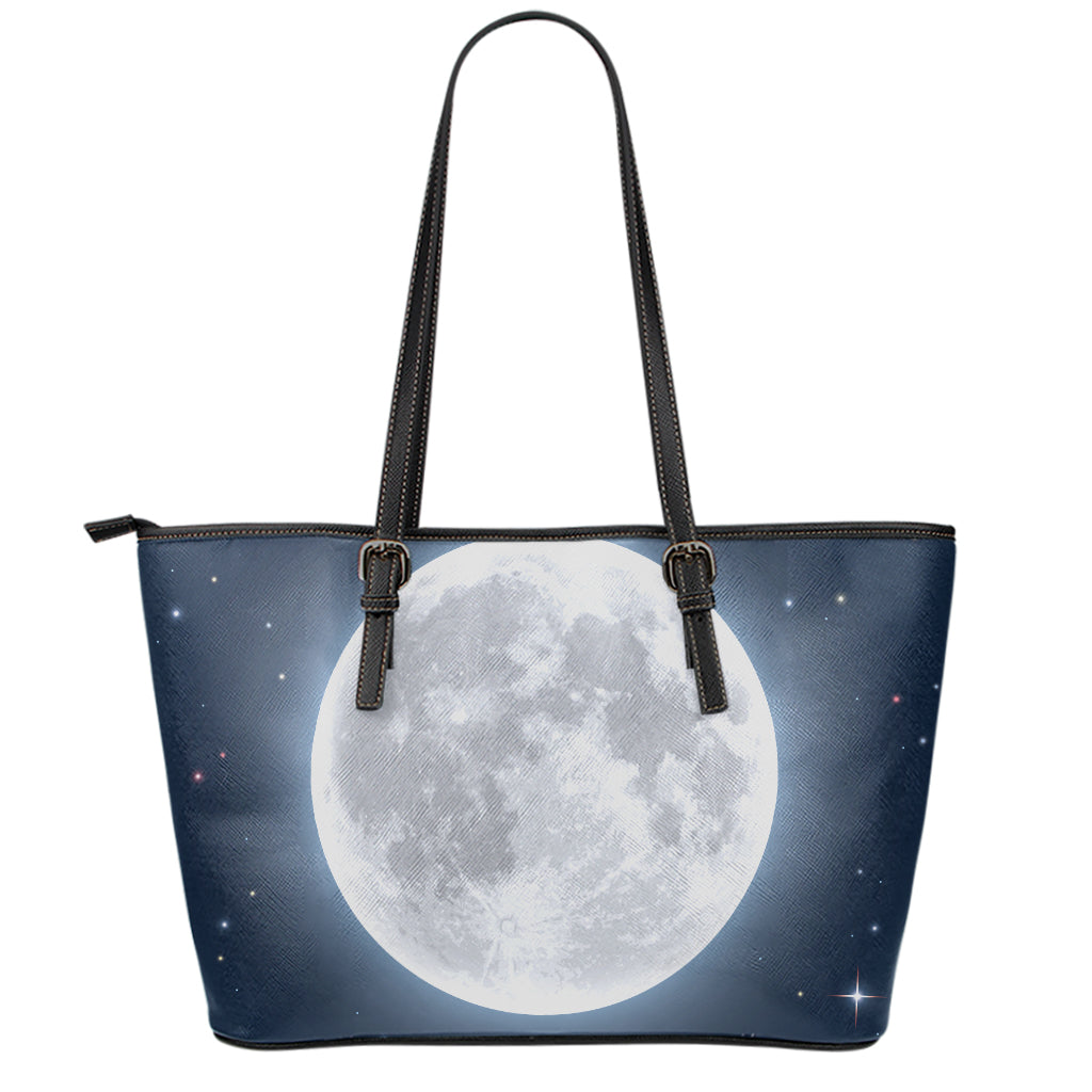 Full Moon Print Leather Tote Bag