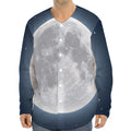 Full Moon Print Long Sleeve Baseball Jersey