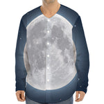 Full Moon Print Long Sleeve Baseball Jersey