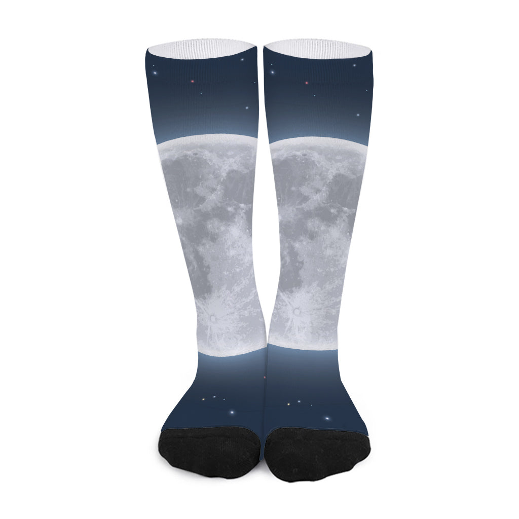 Full Moon Print Long Socks