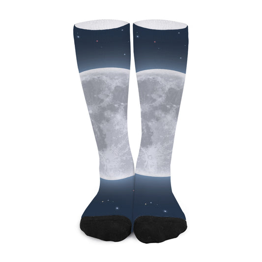 Full Moon Print Long Socks
