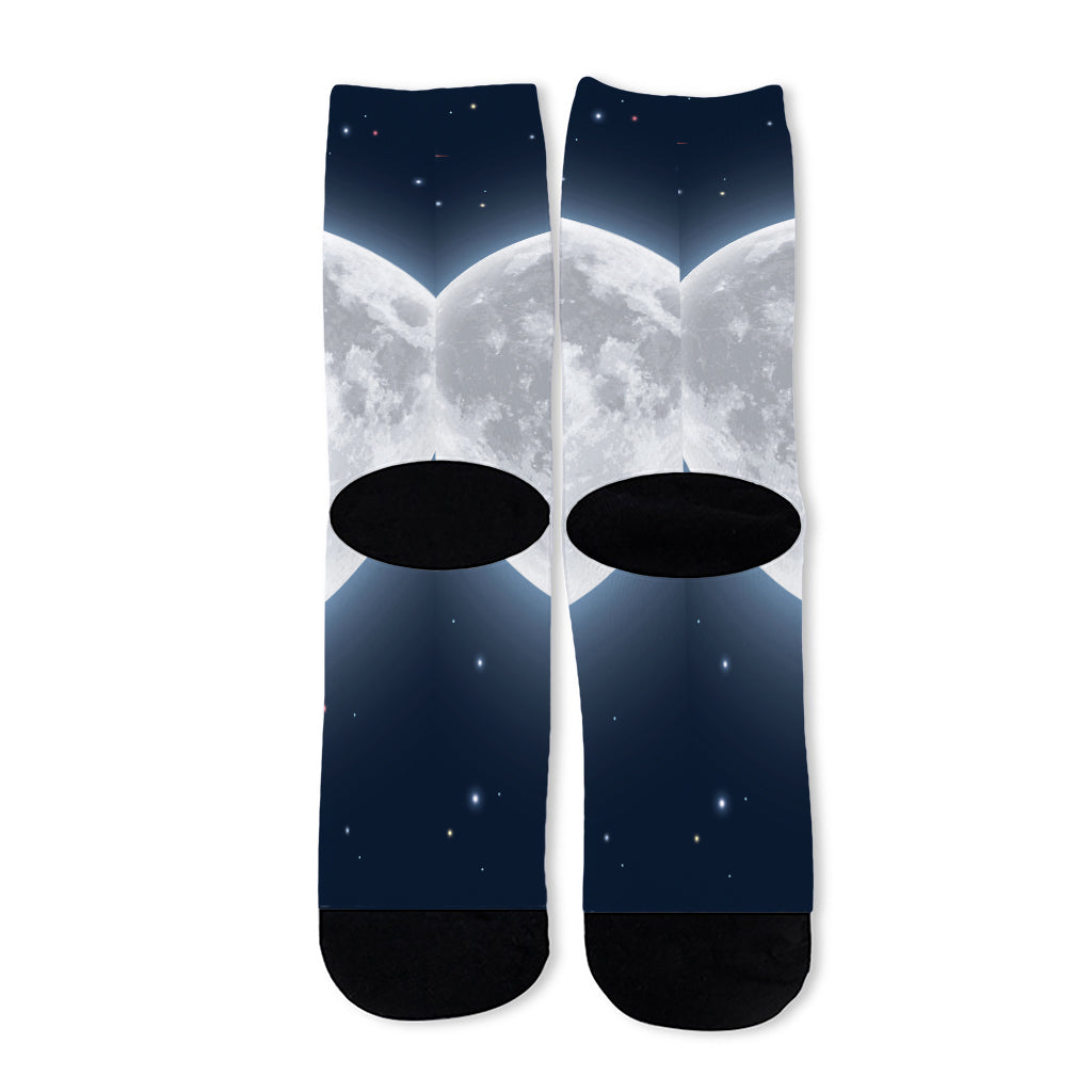 Full Moon Print Long Socks