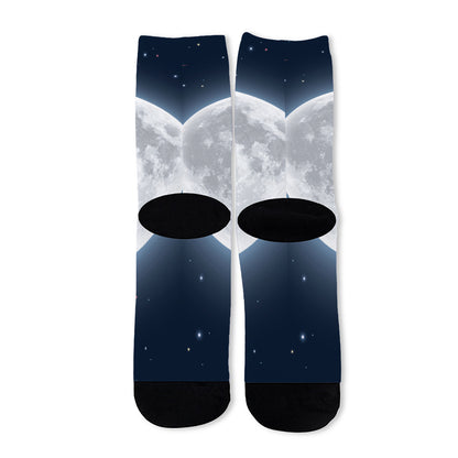 Full Moon Print Long Socks